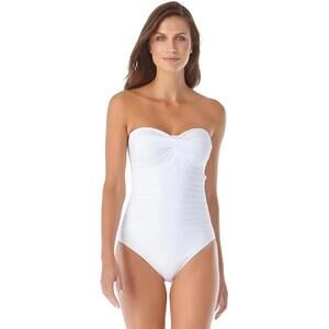 Anne Cole Twist Front Shirred One Piece - Size 8